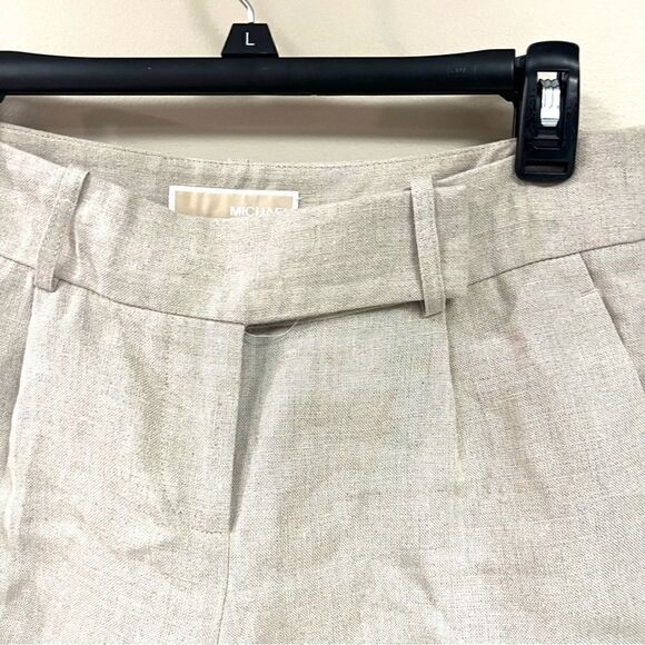 Michael Kors pleated front beige linen shorts Sz 4 - Picture 4 of 7